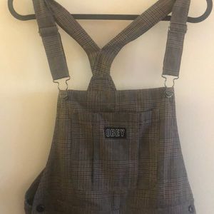 Obey plaid overalls sz 25